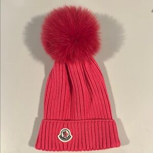 Moncler pink Pom Pom Beanie kids